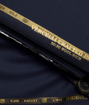 Vercelli Italy Super 160's Checks 50% Merino Wool Suiting Fabric (Dark Blue)
