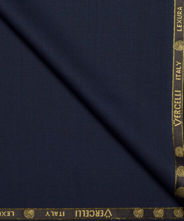 Vercelli Italy Super 160's Checks 50% Merino Wool Suiting Fabric (Dark Blue)