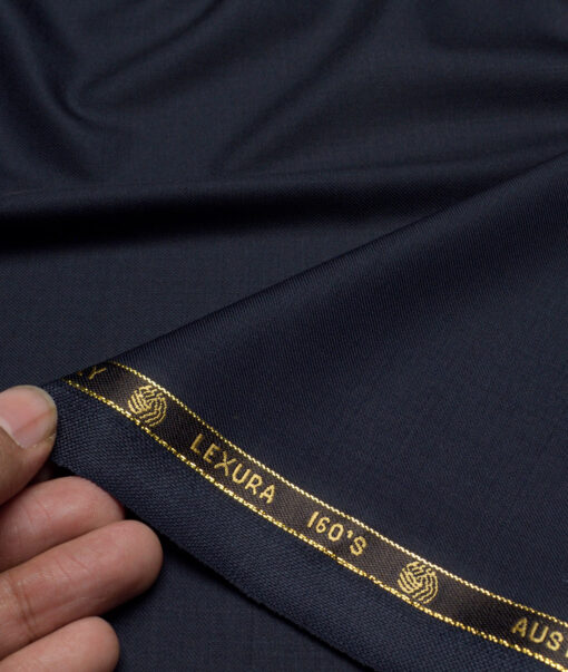 Vercelli Italy Super 160's Solids 50% Merino Wool Suiting Fabric (Dark Blue)