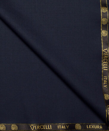Vercelli Italy Super 160's Solids 50% Merino Wool Suiting Fabric (Dark Blue)