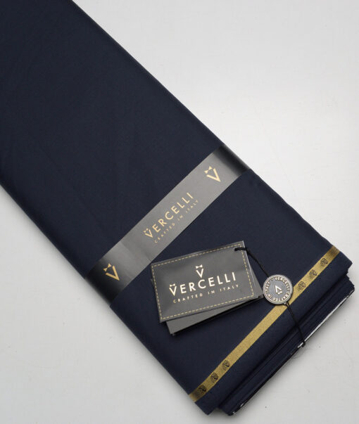 Vercelli Italy Super 160's Solids 50% Merino Wool Suiting Fabric (Dark Blue)