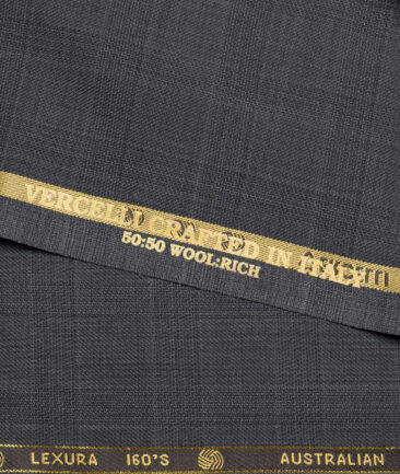 Vercelli Italy Super 160's Checks 50% Merino Wool Suiting Fabric (Dark Grey)