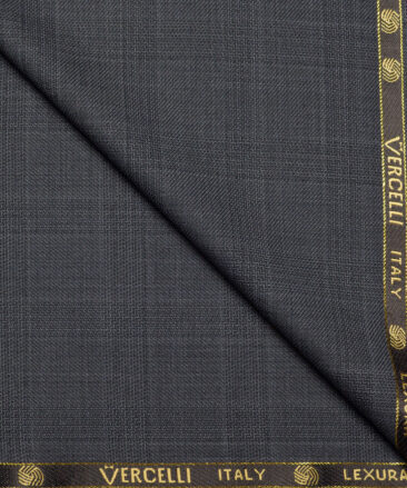 Vercelli Italy Super 160's Checks 50% Merino Wool Suiting Fabric (Dark Grey)