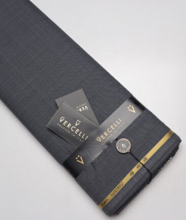 Vercelli Italy Super 160's Checks 50% Merino Wool Suiting Fabric (Dark Grey)
