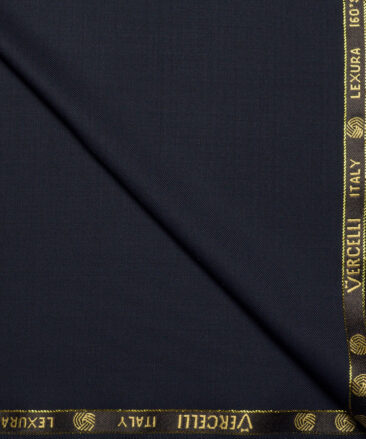 Vercelli Italy Super 160's Solids 50% Merino Wool Suiting Fabric (Dark Navy Blue)