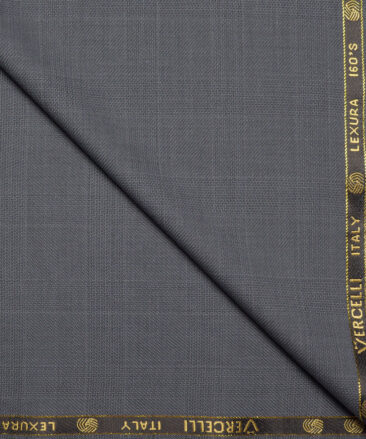 Vercelli Italy Super 160's Checks 50% Merino Wool Suiting Fabric (Grey)