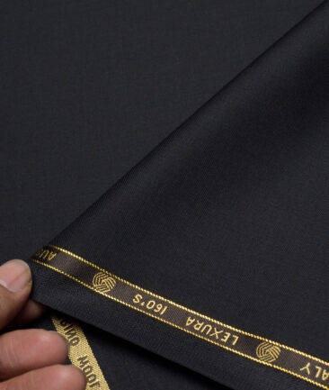 Vercelli Italy Super 160's Solids 50% Merino Wool Suiting Fabric (Jet Black)
