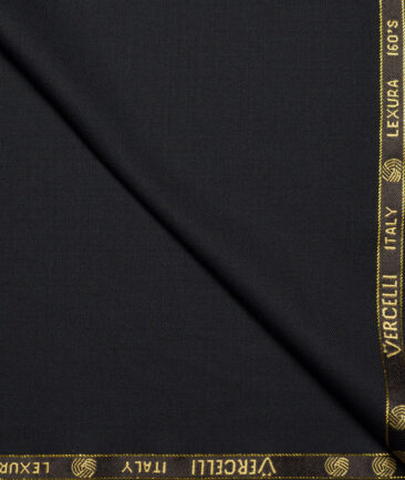 Vercelli Italy Super 160's Solids 50% Merino Wool Suiting Fabric (Jet Black)