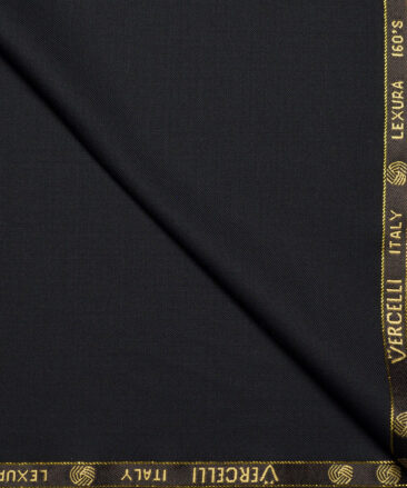Vercelli Italy Super 160's Solids 50% Merino Wool Suiting Fabric (Jet Black)
