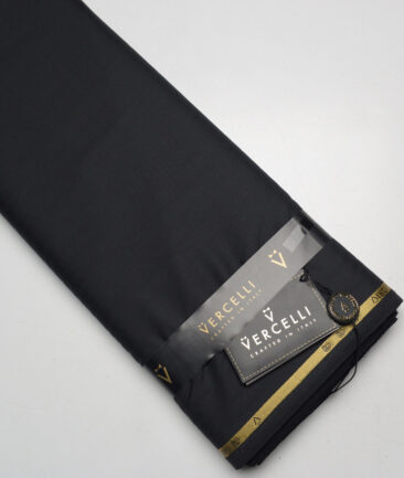 Vercelli Italy Super 160's Solids 50% Merino Wool Suiting Fabric (Jet Black)