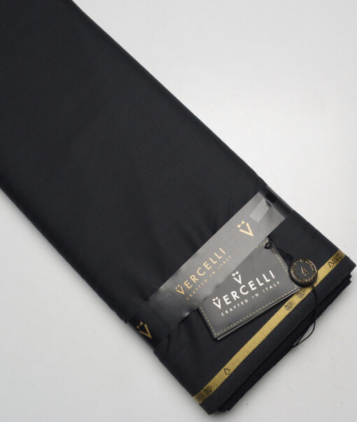 Vercelli Italy Super 160's Solids 50% Merino Wool Suiting Fabric (Jet Black)