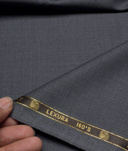 Vercelli Italy Super 160's Self Design 50% Merino Wool Suiting Fabric (Shuttle Grey)