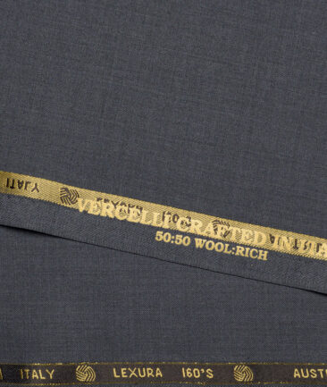 Vercelli Italy Super 160's Self Design 50% Merino Wool Suiting Fabric (Shuttle Grey)