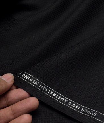Vercelli Italy Super 140's Structured 70% Merino Wool Suiting Fabric (Black)