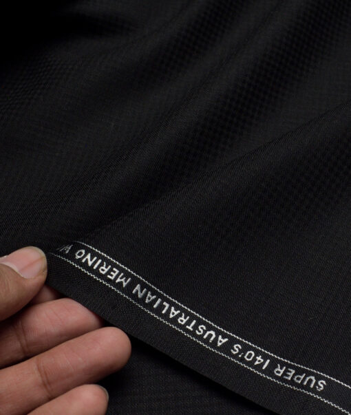 Vercelli Italy Super 140's Structured 70% Merino Wool Suiting Fabric (Black)