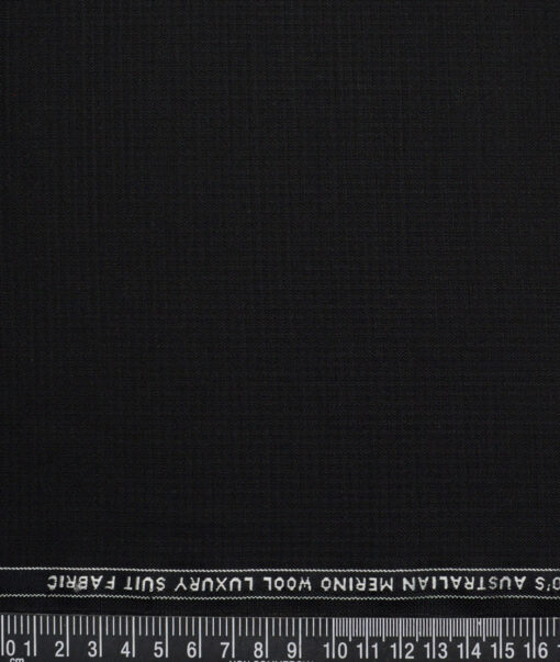 Vercelli Italy Super 140's Structured 70% Merino Wool Suiting Fabric (Black)
