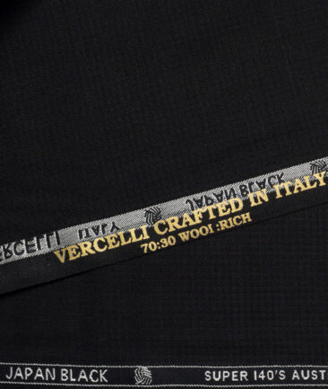 Vercelli Italy Super 140's Structured 70% Merino Wool Suiting Fabric (Black)
