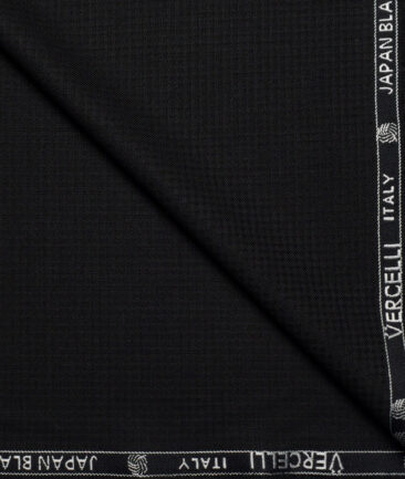 Vercelli Italy Super 140's Structured 70% Merino Wool Suiting Fabric (Black)