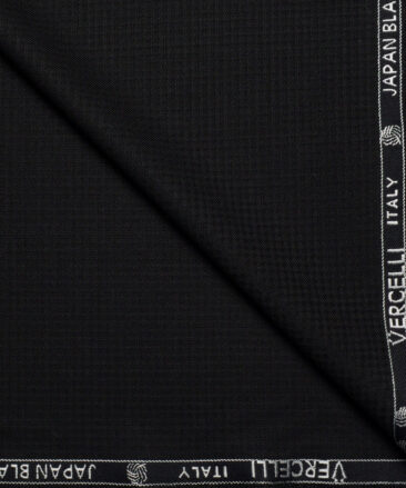 Vercelli Italy Super 140's Structured 70% Merino Wool Suiting Fabric (Black)