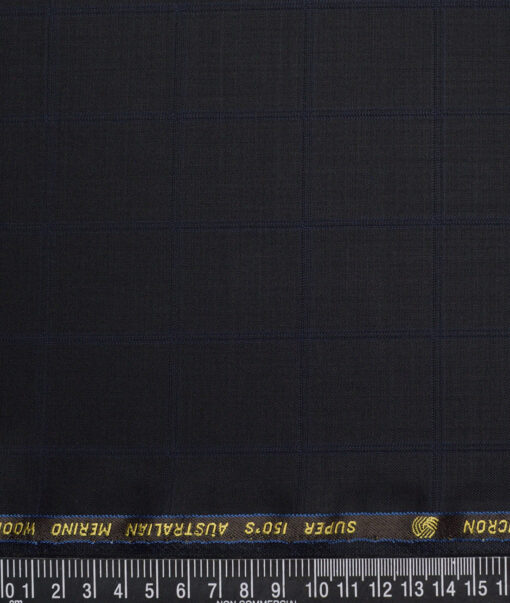 Vercelli Italy Super 150's Checks 70% Merino Wool Suiting Fabric (Black & Blue)