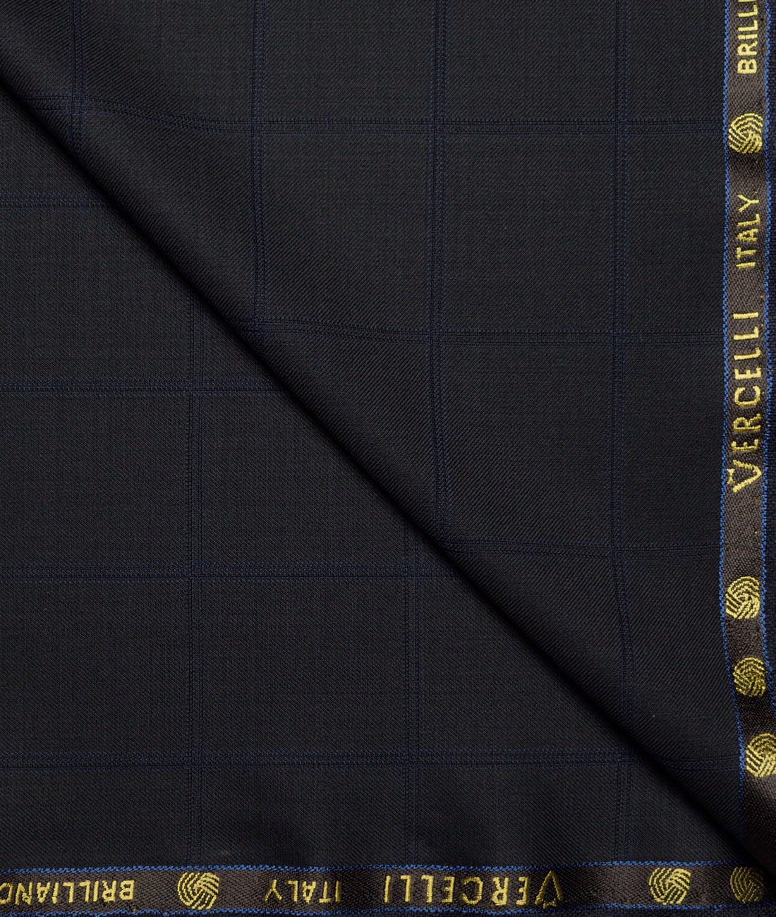 Vercelli Italy Super 150's Checks 70% Merino Wool Suiting Fabric (Black & Blue) Vercelli Italy Super 150's Checks 70% Merino Wool Suiting Fabric (Black & Blue)