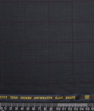Vercelli Italy Super 150's Checks 70% Merino Wool Suiting Fabric (Dark Grey)