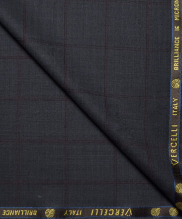 Vercelli Italy Super 150's Checks 70% Merino Wool Suiting Fabric (Dark Grey)