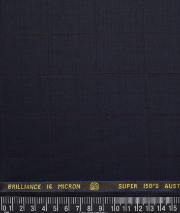 Vercelli Italy Super 150's Checks 70% Merino Wool Suiting Fabric (Dark Navy Blue)