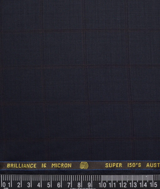 Vercelli Italy Super 150's Checks 70% Merino Wool Suiting Fabric (Dark Navy Blue)