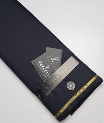 Vercelli Italy Super 150's Checks 70% Merino Wool Suiting Fabric (Dark Navy Blue)