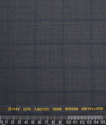 Vercelli Italy Super 150's Checks 70% Merino Wool Suiting Fabric (Grey & Royal Blue)