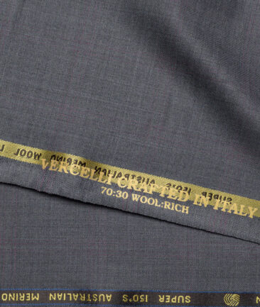 Vercelli Italy Super 150's Checks 70% Merino Wool Suiting Fabric (Grey)