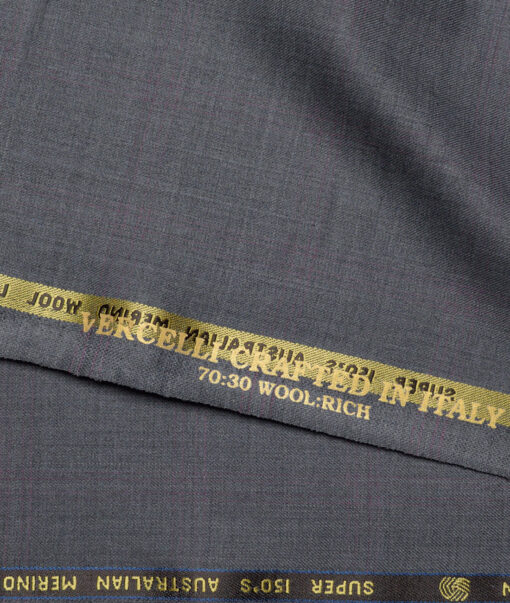 Vercelli Italy Super 150's Checks 70% Merino Wool Suiting Fabric (Grey)