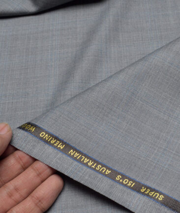 Vercelli Italy Super 150's Checks 70% Merino Wool Suiting Fabric (Light Grey)