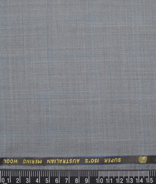 Vercelli Italy Super 150's Checks 70% Merino Wool Suiting Fabric (Light Grey)