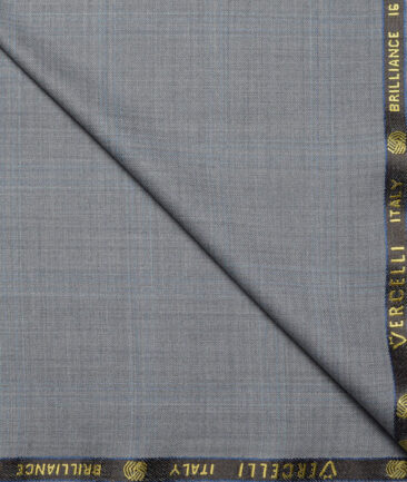 Vercelli Italy Super 150's Checks 70% Merino Wool Suiting Fabric (Light Grey)