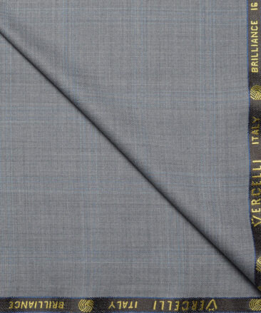 Vercelli Italy Super 150's Checks 70% Merino Wool Suiting Fabric (Light Grey)