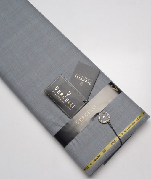 Vercelli Italy Super 150's Checks 70% Merino Wool Suiting Fabric (Light Grey)