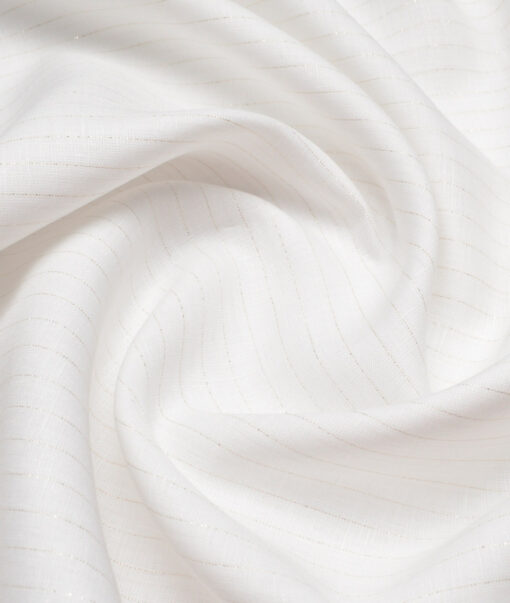 Linen Club 60 LEA European Linen Striped Shirting Fabric (White)