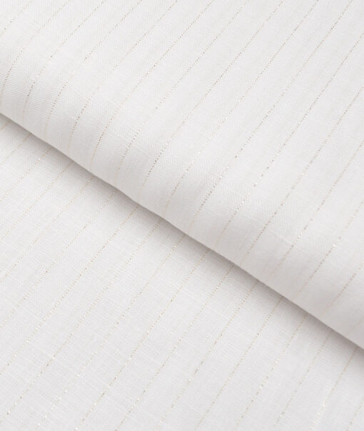Linen Club 60 LEA European Linen Striped Shirting Fabric (White)