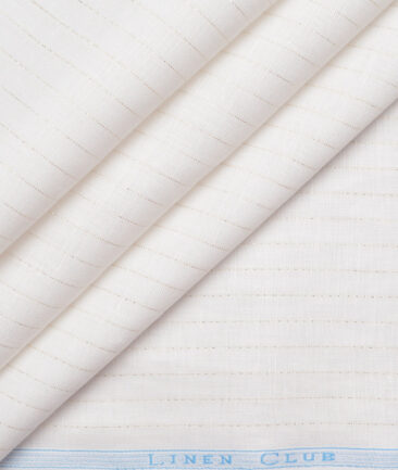 Linen Club 60 LEA European Linen Striped Shirting Fabric (White)