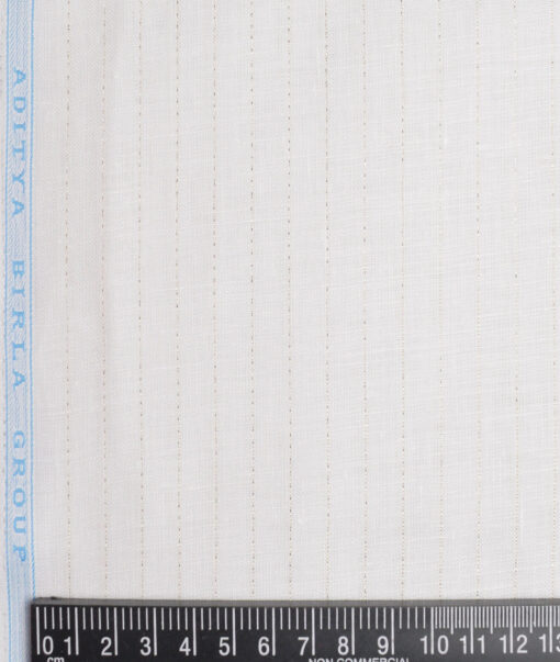 Linen Club 60 LEA European Linen Striped Shirting Fabric (White)