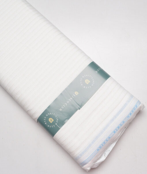 Linen Club 60 LEA European Linen Striped Shirting Fabric (White)