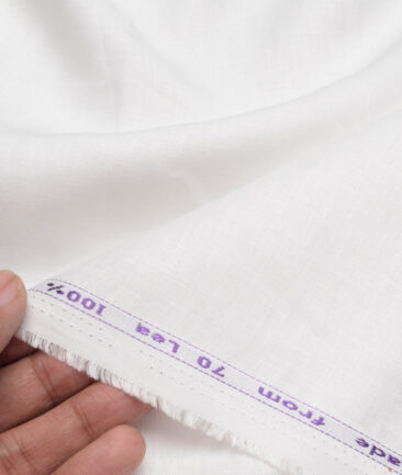 Arvind 70 LEA Irish Linen Solids Shirting Fabric (White)