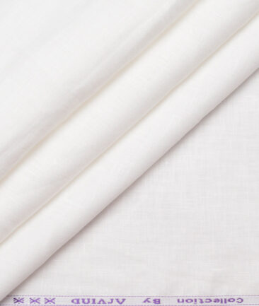Arvind 70 LEA Irish Linen Solids Shirting Fabric (White)
