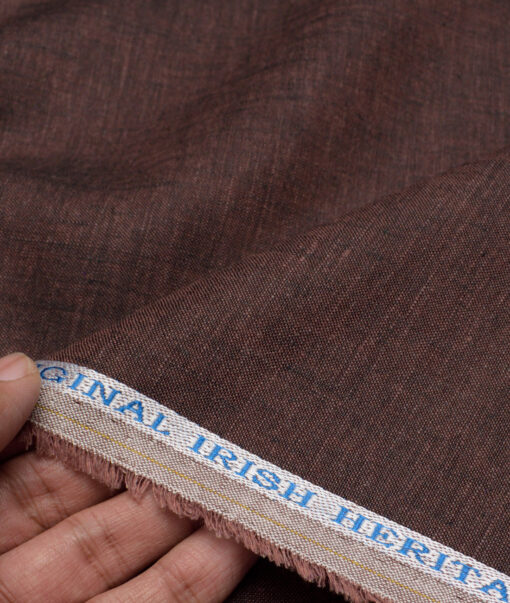 Burgoyne 60 LEA Irish Linen Self Design Shirting Fabric (Dark Brown)