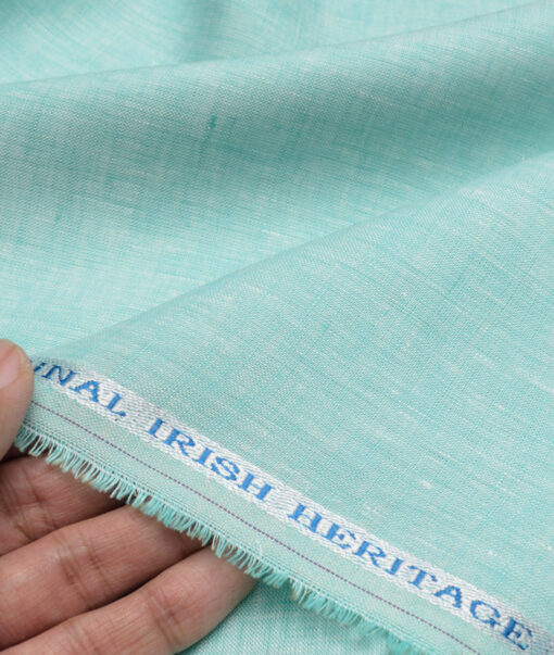 Burgoyne 60 LEA Irish Linen Self Design Shirting Fabric (Turquoise Green)