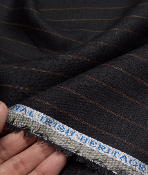 Burgoyne 60 LEA Irish Linen Striped Shirting Fabric (Black)
