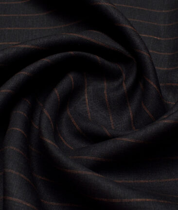 Burgoyne 60 LEA Irish Linen Striped Shirting Fabric (Black)