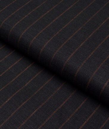 Burgoyne 60 LEA Irish Linen Striped Shirting Fabric (Black)